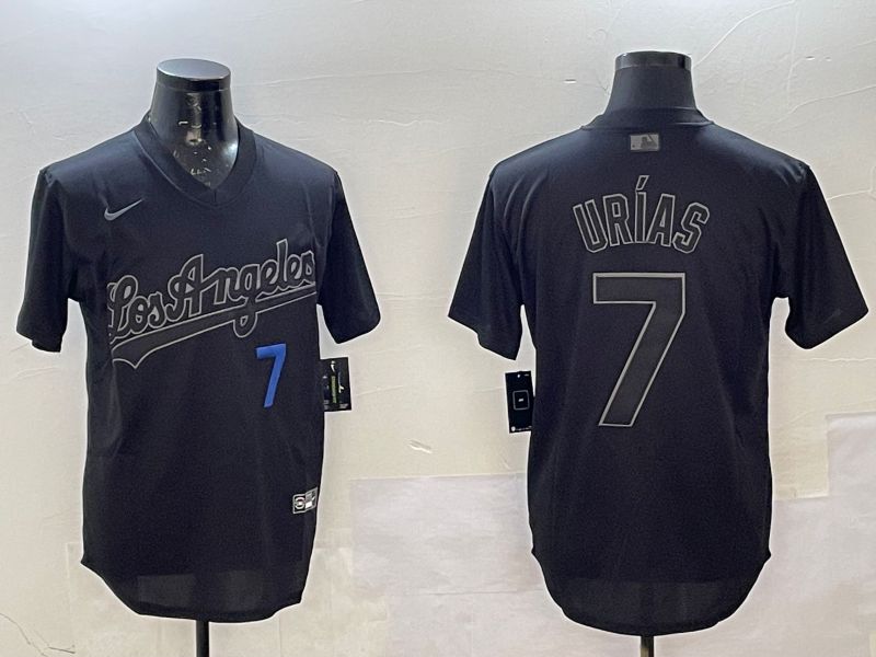 Men Los Angeles Dodgers 7 Urias Black Throwback Game 2025 Nike MLB Jersey style 0225